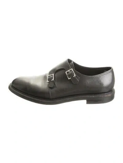 Pre-owned John Lobb Leather Monk Straps In Black