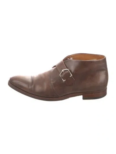 Pre-owned John Lobb Leather Monk Straps In Brown