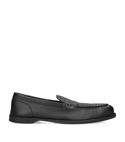 John Lobb Leather Pace Loafers In Black
