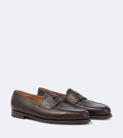 John Lobb Lopez Full-grain Leather Penny Loafers In Brown