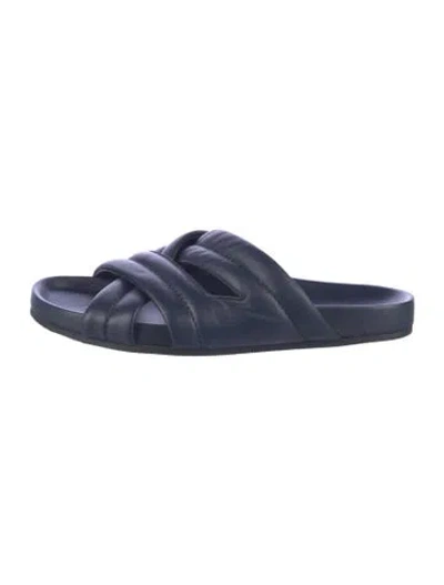 Pre-owned John Lobb Leather Slides In Blue