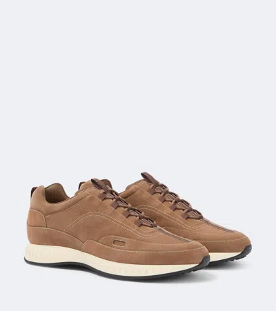 John Lobb Nubuck Leather Stream Elastic Sneakers In Brown