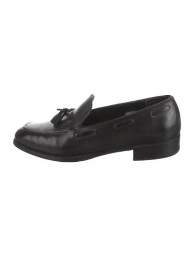 Pre-owned John Lobb Leather Tassel Accents Dress Loafers In Black