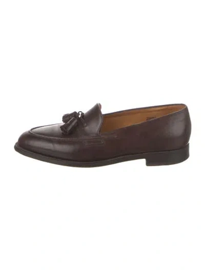 Pre-owned John Lobb Leather Tassel Accents Dress Loafers In Brown