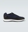 John Lobb Leather-trimmed Slip-on Sneakers In Blue