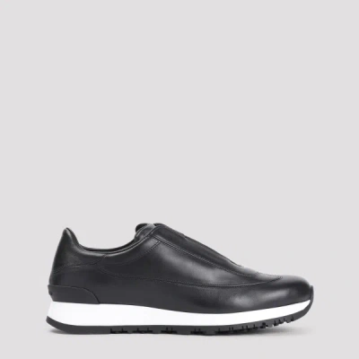 John Lobb Mens Black Lift Leather Low-top Trainers