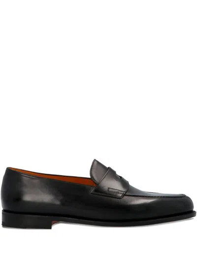 John Lobb Lopez Leather Loafers In Black