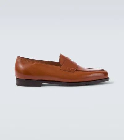 John Lobb Lopez Leather Penny Loafers In Brown
