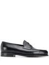 John Lobb Hand-sewn Black Calf Leather College Loafer In Black