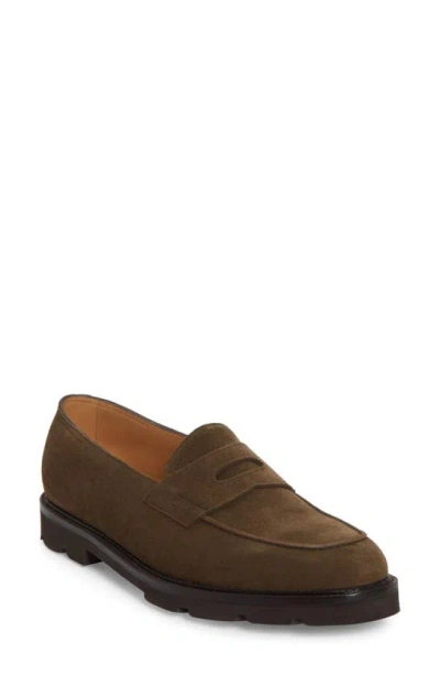 John Lobb Lopez Penny Loafer In Olive