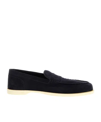 John Lobb Lopez Suede Loafers In Black