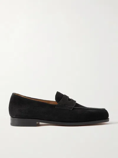 John Lobb Hair-on Leather Lopez Loafers With Contrast Finish In Black