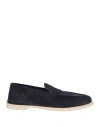 John Lobb Navy Blue Suede Pace Loafers In Navy