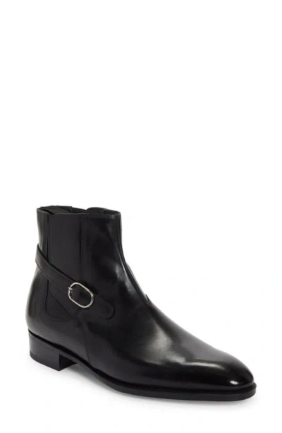 John Lobb Men's Masons Buckle-strap Leather Chelsea Boots In Black