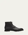 John Lobb Men's Alder Grained Leather Hiking Boots In Black