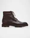 John Lobb Men's Alder Grained Leather Hiking Boots In Burnt Umber