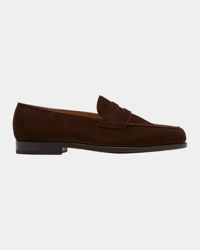 John Lobb Brown Suede Lopez Loafers In Multi