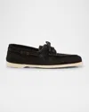 John Lobb Men's Foil Suede Boat Shoes In Black