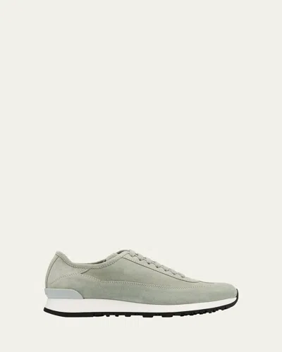 John Lobb Men's Foundry Ii Suede Runner Sneakers In Ice Blue