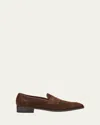 John Lobb Men's James Suede Penny Loafers In Dark Brown