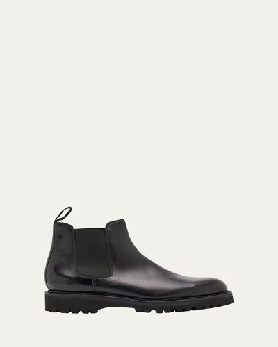 John Lobb Men's Lawry Leather Lug-sole Chelsea Boots In Black