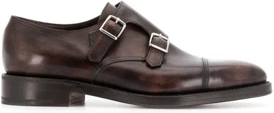 JOHN LOBB MEN'S LEATHER BUCKLE MONK SHOES