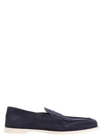 John Lobb Men's Navy Suede Pace Loafers