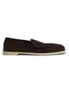 John Lobb Dark Brown Suede Casual Shoes With Velcro Closure In Brown