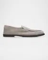 John Lobb Men's Pace Soft Suede Penny Loafers In Lead