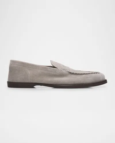 John Lobb Men's Pace Soft Suede Penny Loafers In Lead