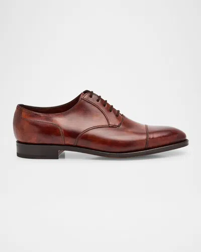 John Lobb Men's Taunton Cap Toe Leather Oxfords In Bracken