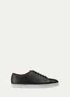 John Lobb Men's Textured Leather Low-top Sneakers In Black