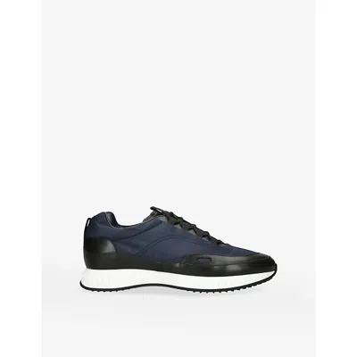 John Lobb Leather-trimmed Slip-on Sneakers In Blue