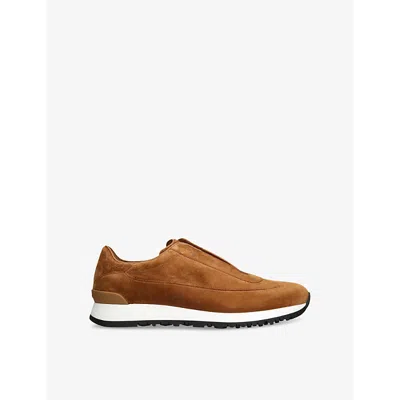 John Lobb Mens Lift Slip-on Suede Low-top Trainers Brow In Brown