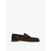 John Lobb Suede Pace Loafers In Brown