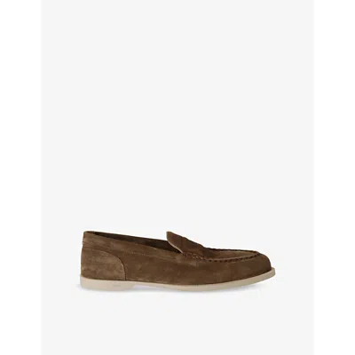 JOHN LOBB MENS KHAKI PACE CLOSED-TOE SUEDE LOAFERS EUR 42 / 8 UK