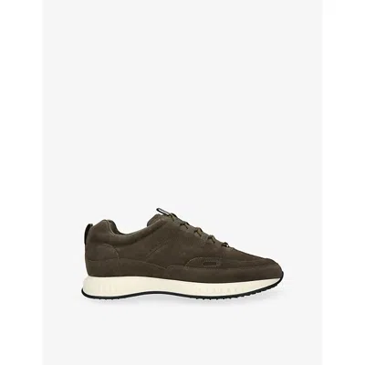 John Lobb Mens Khaki Stream Laced Suede Trainers Eur 43 / 9 Uk In Multi