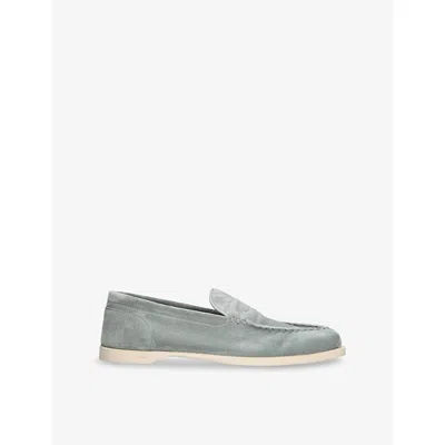 John Lobb Mens Pace Suede Loafers Pale Blue Eur 41 / 7 Uk