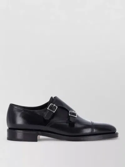 John Lobb Monk Strap Smooth Leather Formal Shoes In Black