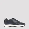 John Lobb Navy Blue Leather Sneakers In Black