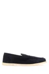 John Lobb Navy Blue Suede Pace Loafers In Multi