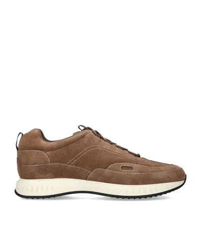 John Lobb Nubuck Leather Stream Elastic Sneakers In Brown