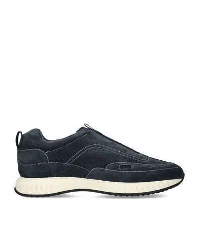 John Lobb Nubuck Leather Stream Elastic Sneakers In Blue