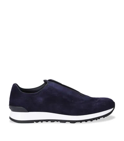 John Lobb Nubuck Lift Runner Sneakers In Navy