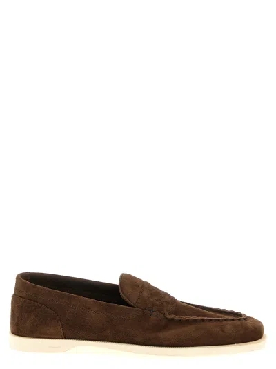 John Lobb Pace Suede Oval Flexi Loafers For Men In Burgundy