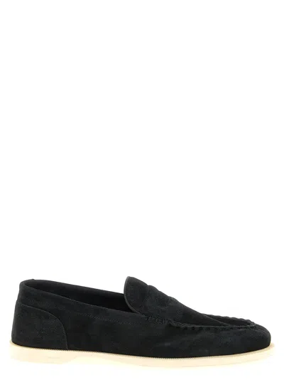John Lobb Pace Suede Loafers In Black