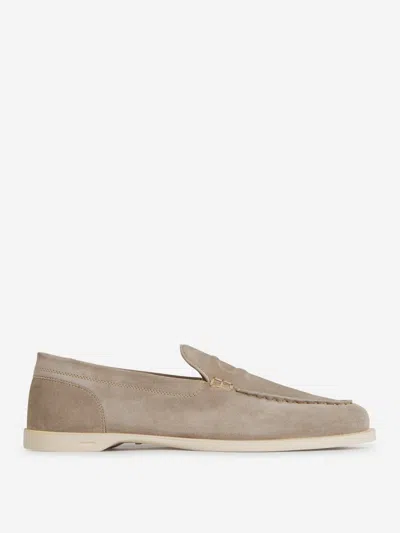 John Lobb Pace Suede Loafers In Neutral