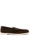 John Lobb Dark Brown Suede Casual Shoes With Velcro Closure