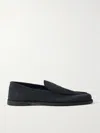 John Lobb Pace Suede Loafers In Blue