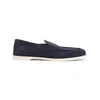 John Lobb Pace Suede Soft Casual Loafers In Blue